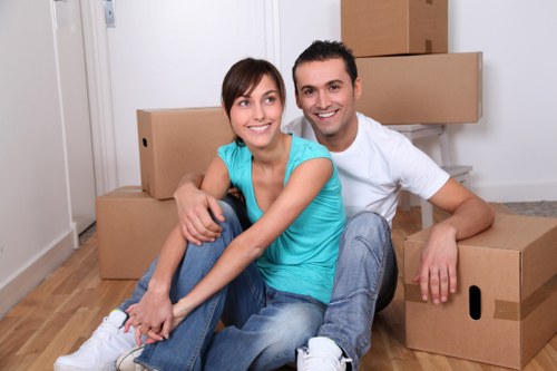 Boxes and furniture stored neatly in a Southwoodford self storage unit