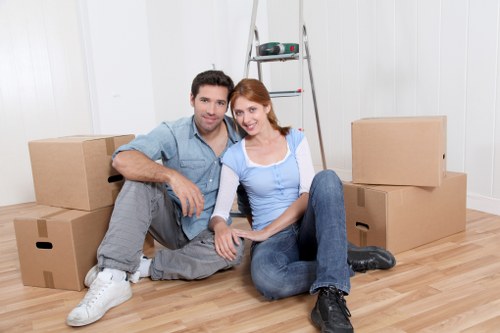 Packing materials and labeled boxes for removals in Southwoodford
